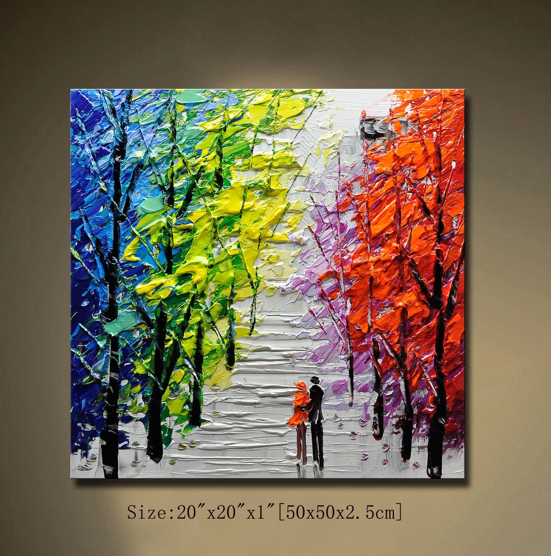 Modern Colorful Oil Tree Painting Living Room,bedroom Wall Art ,dining