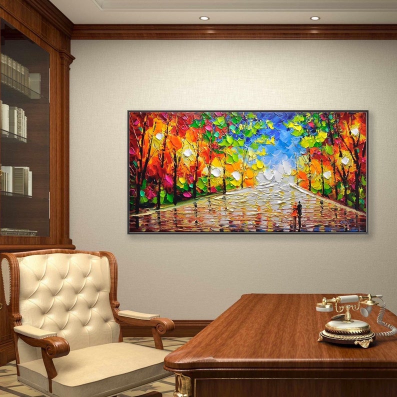Original acrylic paintings on canvas Colorfull park landscape art Living Room fashion wall art home decor and gifts unusual wall art image 9