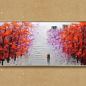 Oil Painting on Canvas, With Tall Trees Line on a Road After Rain by  Nizamas Ready to Hang 