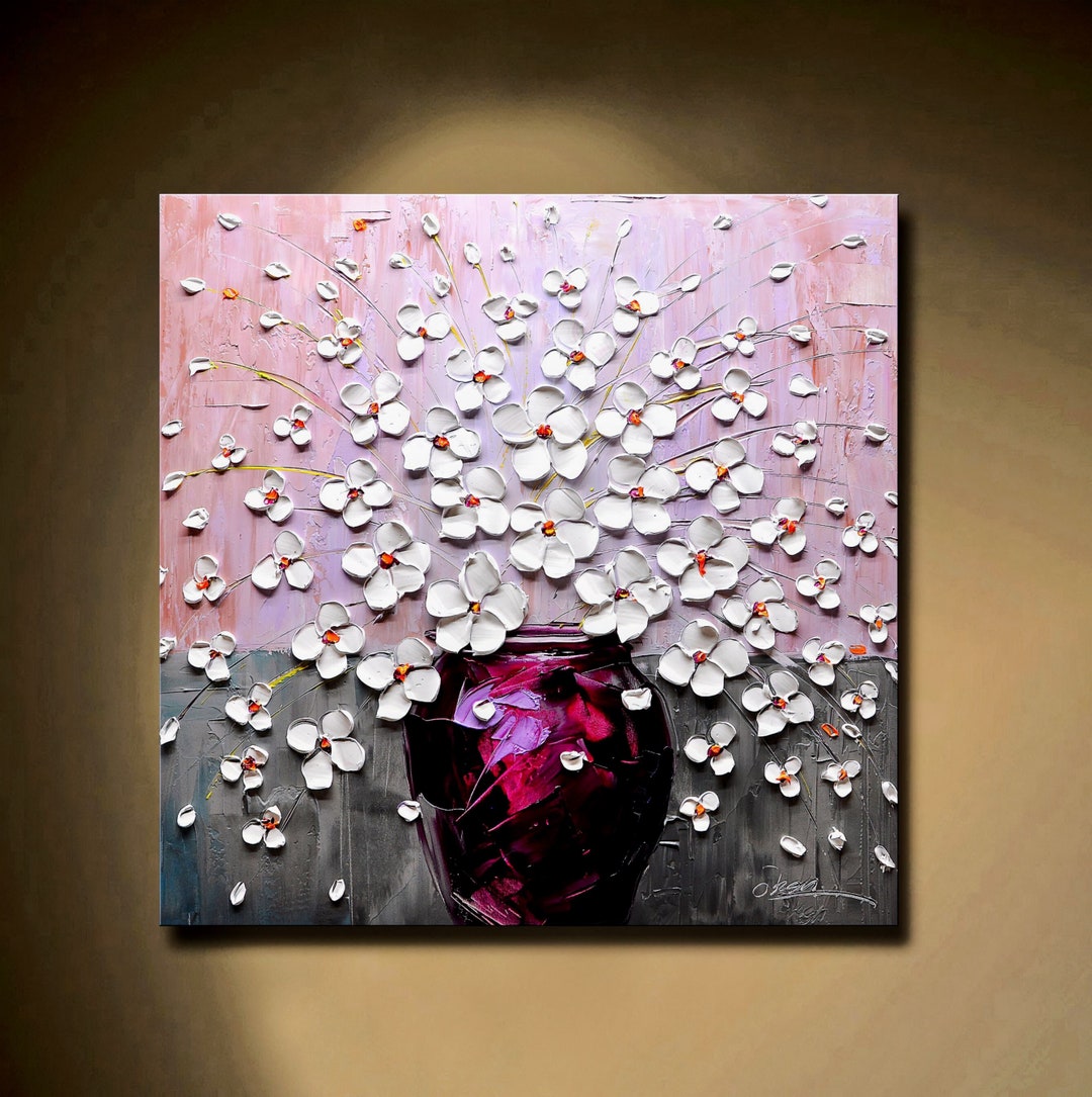 Textured Floral Oil Painting on Canvas Abstract Flower Room Decor - Etsy