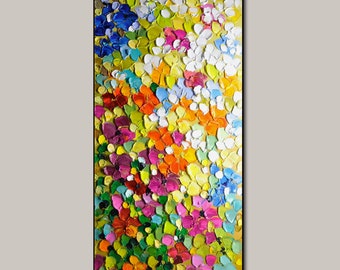 Impasto Flower Wall Art 3D Large Abstract Oil Painting On Canvas Heavy Textured Painting Modern Minimalist Wall Art Boho Wall Decor