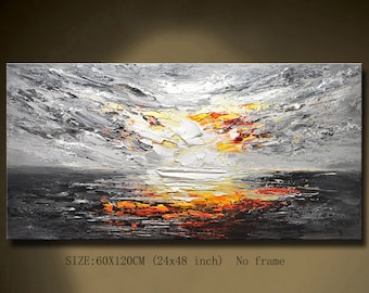 Sunrise painting Sky abstract painting Sunset painting on canvas landscape painting oversize wall art ocean sunset painting ocean art