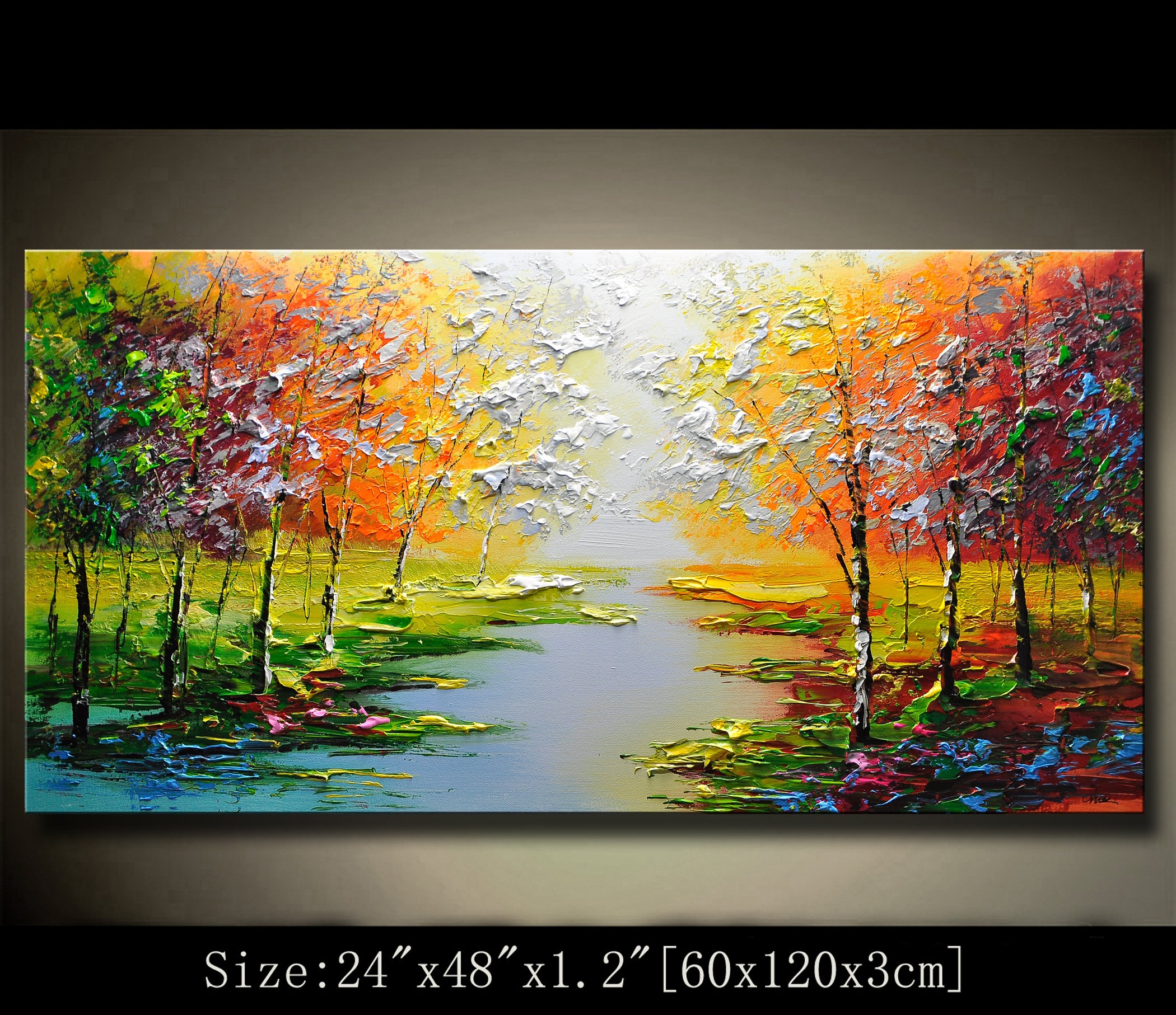 Unique Colors Texture Painting on Canvas Colorful Abstract
