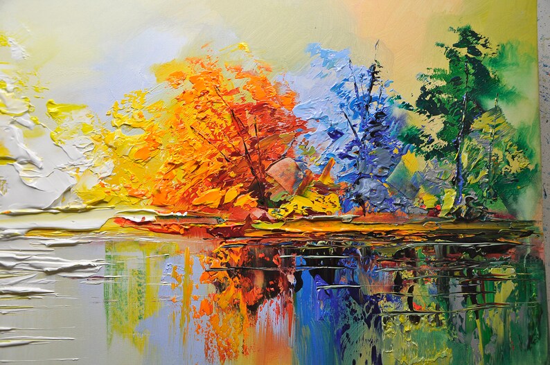 Original Unique Forest Landscape Paintingpalette Knife Etsy