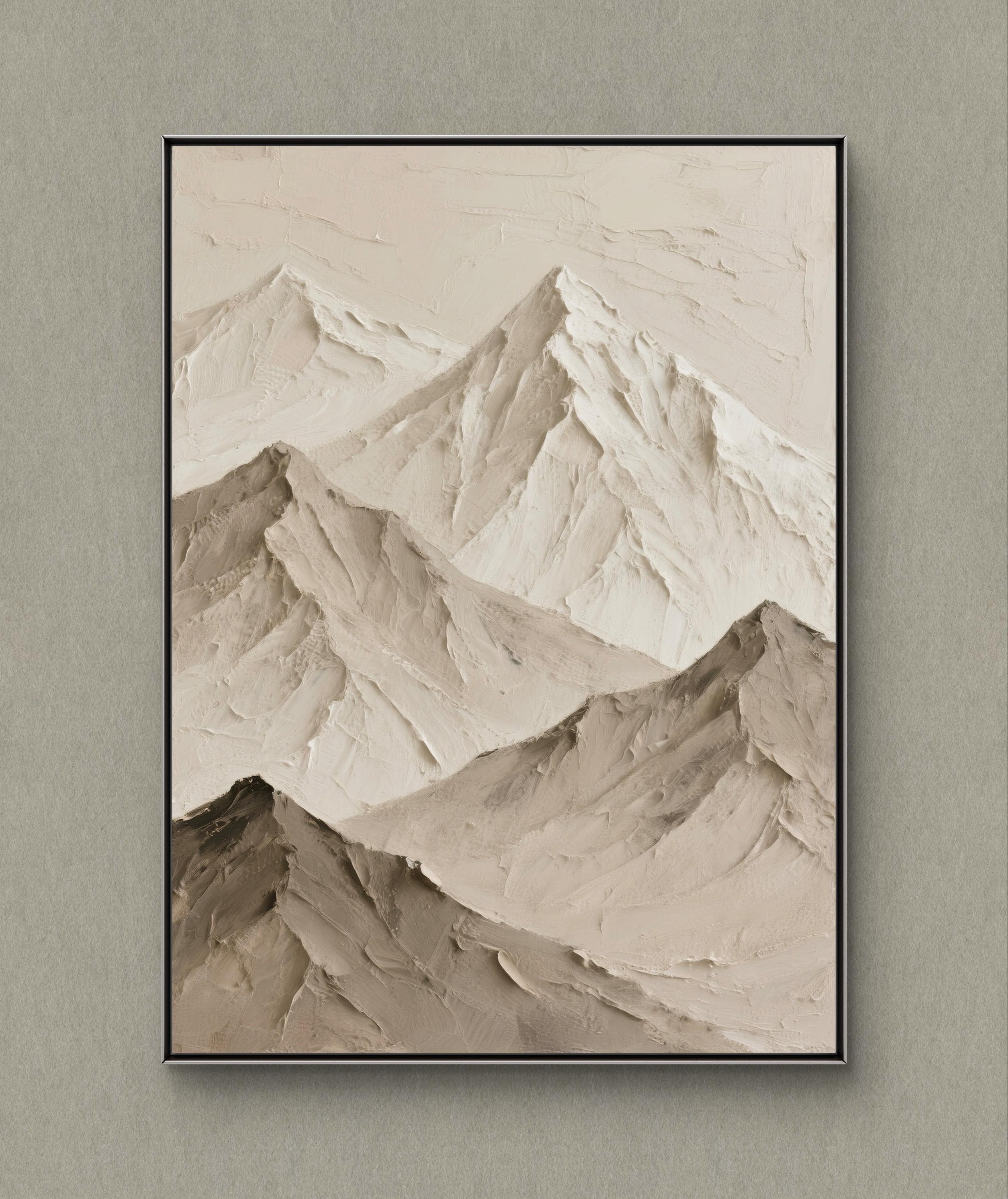 テクスチャのある山の風景画 ニュートラルアーストーン ベージュトープ