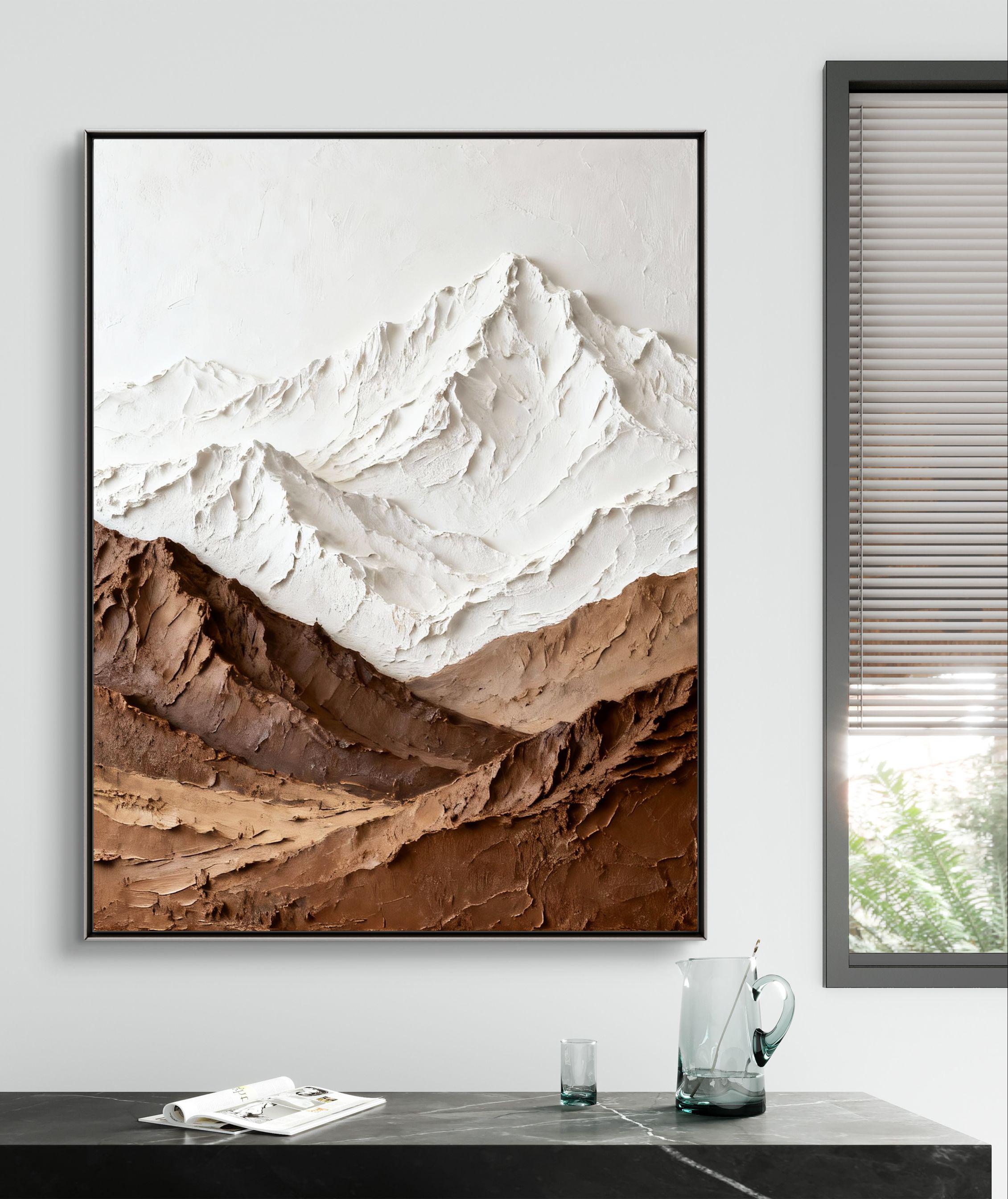 Textured Mountain 3D Wall Art Minimalist Beige Taupe Earth Tone
