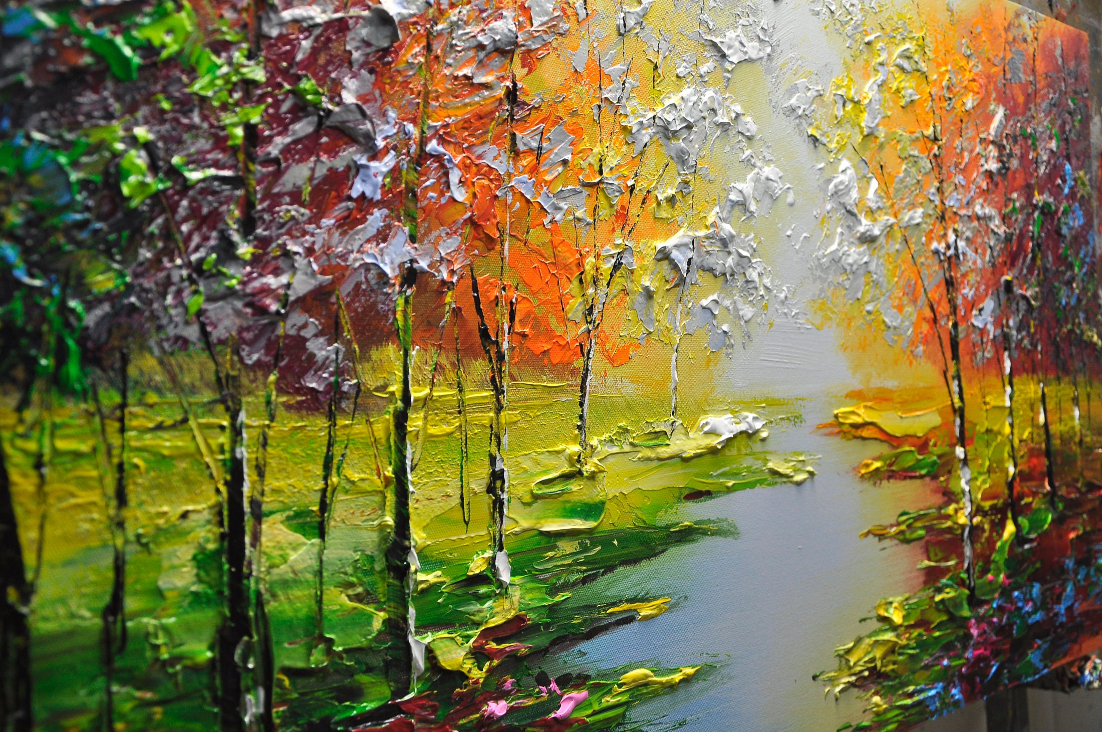 Unique Colors Texture Painting on Canvas Colorful Abstract