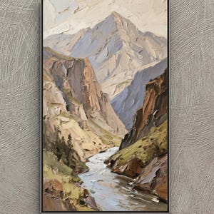 Mountain Landscape Oil Painting On Canvas Original Mountain Impasto Wall Art 3D Colorful Abstract  Wall Art Nature Home Decor and gifts
