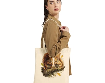 Cute Squirrel Tote Bag | Woodland Animal Bag | Forest Nature Tote | Reusable Shopping Bag | Squirrel Lover Gift