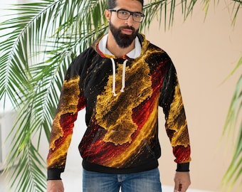 Germany Map Hoodie | Black Red Gold AOP Hoodie | German Pride Sweater | All Over Print Sweatshirt | Germany streetwear