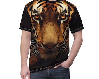 Tiger Face All Over Print Tee Bold Wildlife Graphic T Shirt