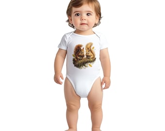 Cute Squirrel Baby Bodysuit | Woodland Animal Baby Outfit | Forest Nature Bodysuit | Baby Shower Gift | Cute squirrel baby