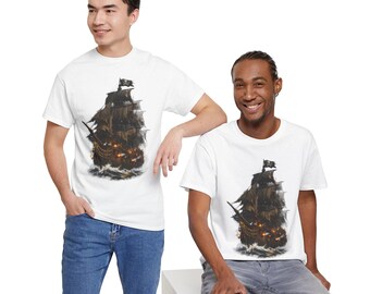 Haunted Ghost Ship T-Shirt | Spooky Pirate Galleon Graphic