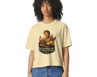 Marcus Aurelius Cropped T-Shirt – Stoicism, Midriff-Baring Shirt, Philosophy, Women's Vintage