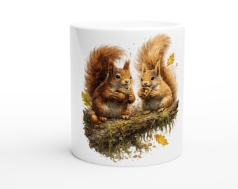 Cute Squirrel Coffee Mug | Woodland Animal Mug | Forest Nature Cup | Squirrel Lover Gift | Wildlife Ceramic Mug