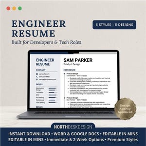 Software Engineer Resume Template Word CV, ATS Friendly Tech Resume, Developer CV Template, Instant Download