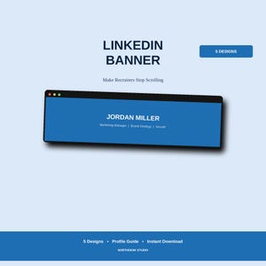 LinkedIn Banner Template | Professional Profile Header | Cover Photo + Optimization Guide | 5 Designs | Instant Download