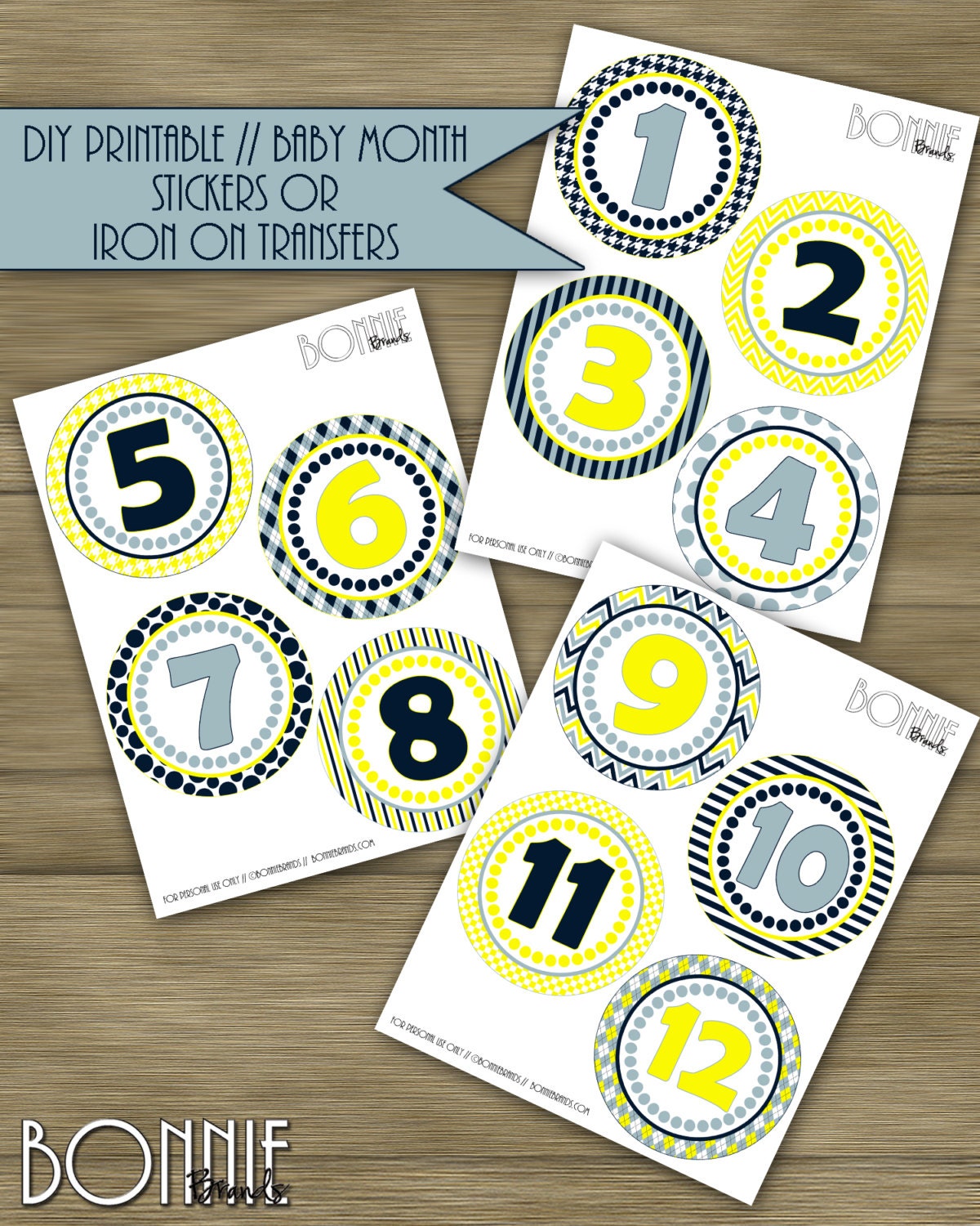 PRINTABLE DIY Monthly Baby Stickers or Iron on Transfers // Baby ...
