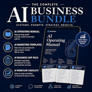 AI Business Bundle | AI Operating Manual + Marketing Templates + SOP Pack + Workflow Checklists  | ChatGPT Prompts | Ecommerce Business Tool