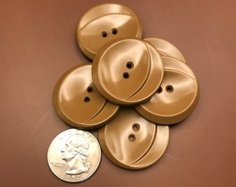 Set of 6 Mid Century Big Thick Medium Brown Buttons Approximately 1 1/4 Inch Sewing Buttons Craft Buttons