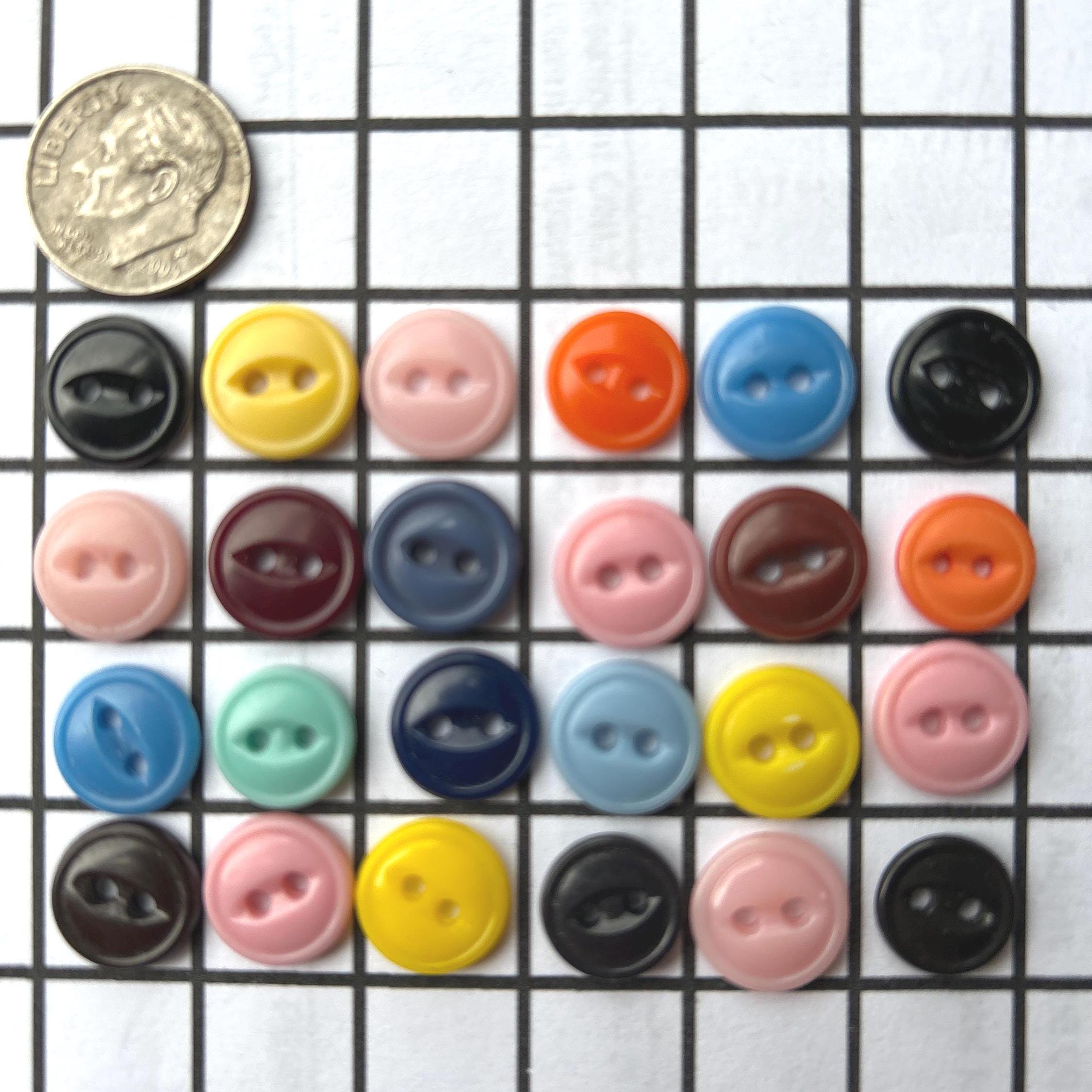 Lot of 24 Assorted Small Vintage Plastic Buttons Approximately 7/16 Inch Sewing Buttons Craft Buttons