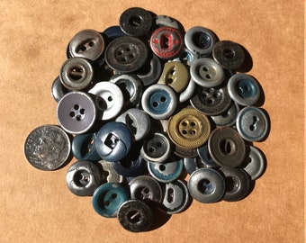 Lot of 50 Plus Assorted Antique & Vintage Small Metal Work Clothes Buttons