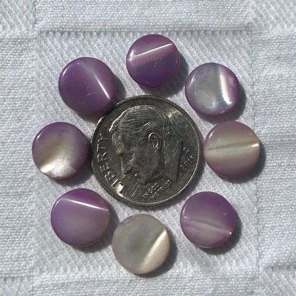 Set of 8 Small Vintage Purple Pearl Shank Buttons Shell Shank Buttons 3/8 Inch Sewing Buttons Craft Buttons Baby Buttons