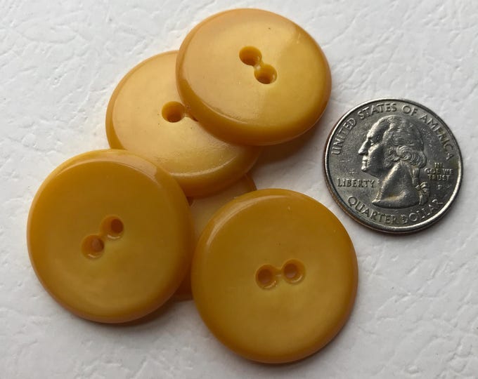 Yellow Button Set Set of 5 Vintage Big Yellow Plastic Buttons 1 1/16 Inch Sewing Buttons ...