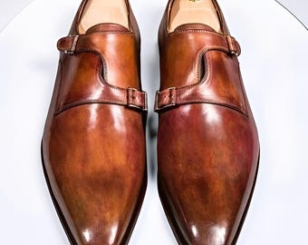 Monkschoenen met dubbele band, handgepolijst, perfect als bruidsjurkschoen of premium cadeau voor de bruidsjonkers.