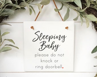 Front Door Sign, Sleeping Baby Do Not Knock, Wreath Sign, Small Wood Sign, Door Sign, Door Hanging, Porch Decor, Farmhouse Wreath