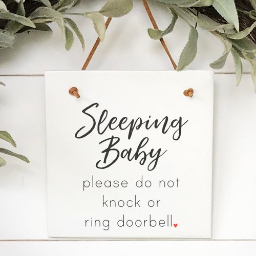 Front Door Sign Sleeping Baby Do Not Knock Wreath Sign - Etsy