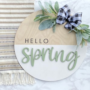 Spring Wreath Wood cutout / 3D Hello Spring Door Hanger