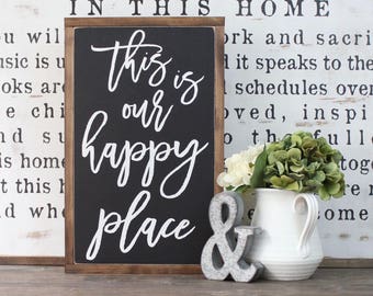 This Is Our Happy Place Sign, Rustic Sign, Home Decor, Wood Sign, Farmhouse Decor, Framed Sign, Family Sign, Home Sign, Farmhouse Sign