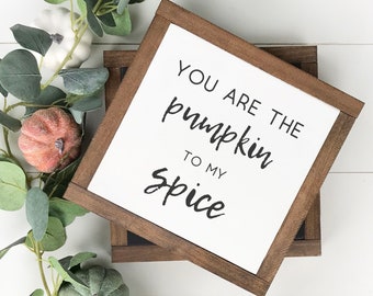 You Are The Pumpkin To My Spice Sign, Mini Sign, Shelf Sitter, Fall Sign, October Sign, Pumpkin Spice Sign, Framed Wood Sign, Fall Decor