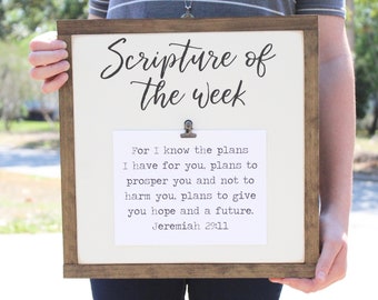 Scripture Of The Week Sign, Memory Verse Sign, Wood Sign, Home Decor, Inspirational Decor, Framed Sign, Christian Decor