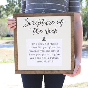 Scripture Of The Week Sign, Memory Verse Sign, Wood Sign, Home Decor, Inspirational Decor, Framed Sign, Christian Decor
