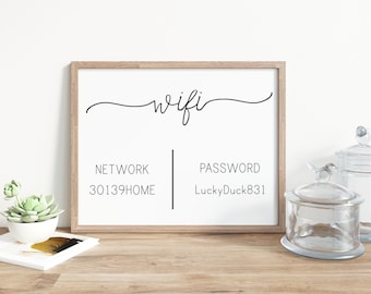 Personalized Wifi Password Printable, Wifi Network Printable, Minimalist Wifi Sign, Wifi Print, Guest room Wifi