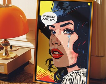 Cowgirl Pop Art Print, Western Wall Decor (Digital Download)