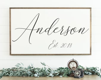 Established Sign, Last Name Sign, Family Name Sign, Wood Sign, Framed Wood Sign, Large Wood Sign, Established Name Sign, Wedding Gift