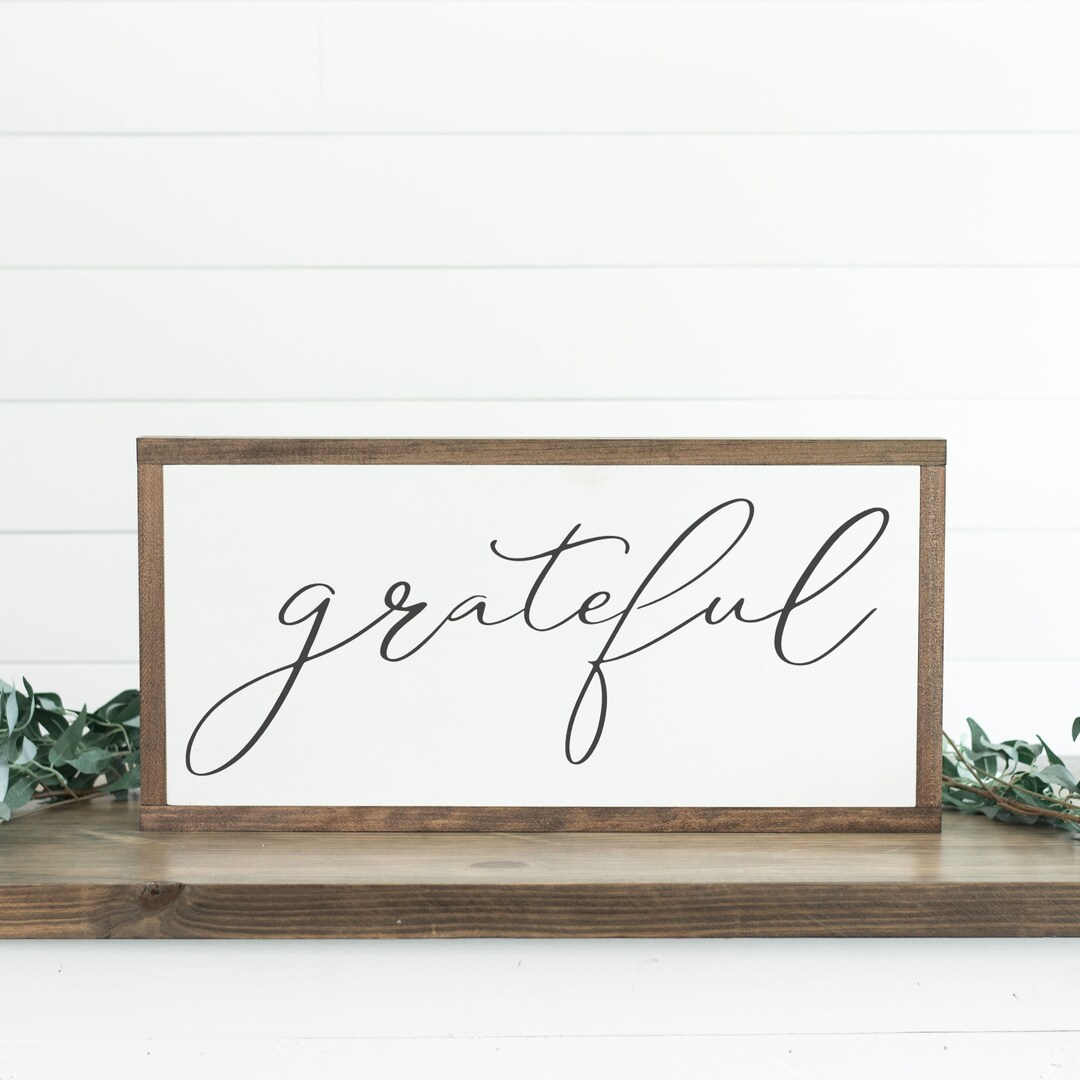 Grateful Sign, Framed Wood Sign, Family Room Sign, Dining Room Sign ...