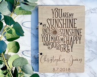 Birthday Card Keeper, You Are My Sunshine, Personalized Keepsake, Card Holder, Custom Card Keeper, Floral Monogram Birthday Gift