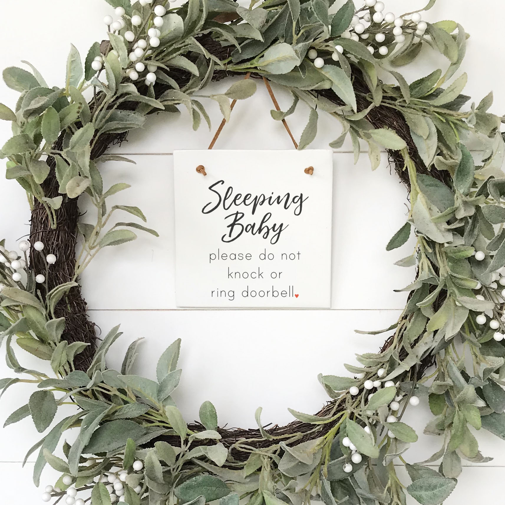 Front Door Sign, Sleeping Baby Do Not Knock, Wreath Sign, Small Wood …