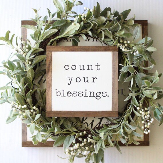 Count Your Blessings Rustic Wood Wall Sign 12x18