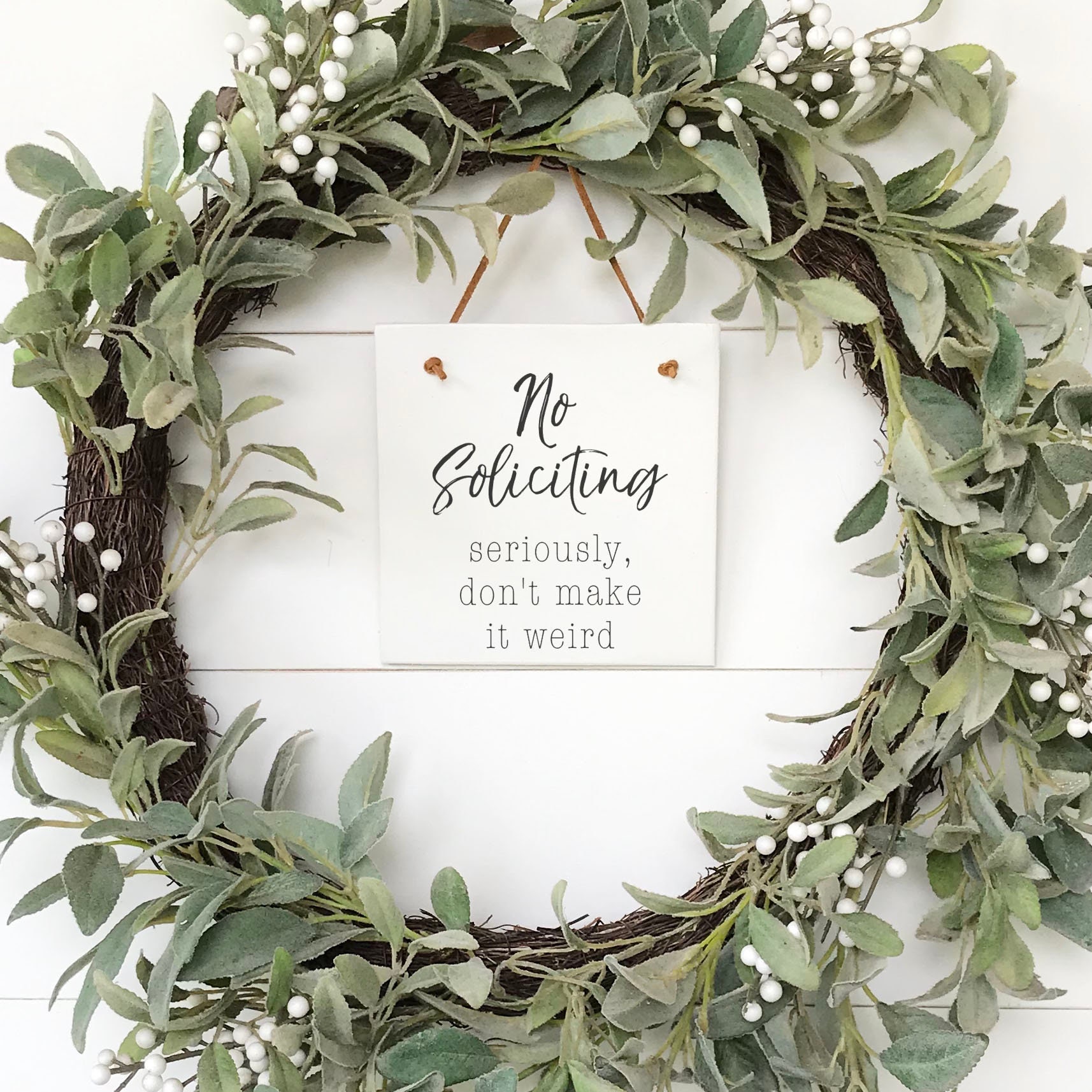 Front Door Sign, No Soliciting Don't Make It Weird, Wreath Sign, …