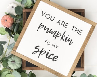 You Are The Pumpkin To My Spice Sign, Fall Sign, Autumn Sign, Framed Wood Sign, Farmhouse Sign, Pumpkin Spice Sign, Pumpkin Sign, PSL Sign