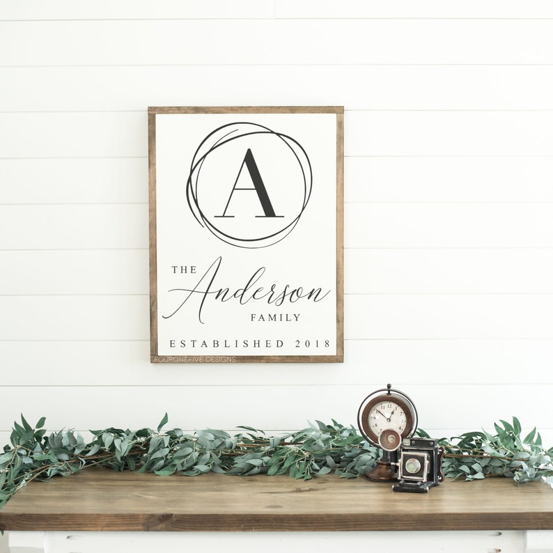 Family Last Name Established Date Framed Wood Sign Rustic Etsy