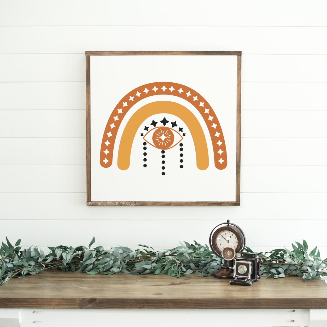 Wonder Boho Sign Boho Rainbow and Eye Drop Sign, Wood Sign, Boho Wood Wall Art, Framed ...