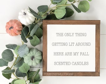 The Only Thing Getting Lit Are My Fall Candles, Framed Wood Sign, Rustic Home Decor, Farmhouse Style, Wall Decor, Fall Sign, Mini Sign