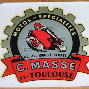 ORIGINAL 1950er-60er Motorradrennen Wasserrutsche Zahnrad Abzeichen Aufkleber Vespa Lambretta BSA Terrot Triumph