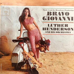Bravo Giovanni!  Vintage 60s LP w/sexy LAMBRETTA scooter cover Broadway soundtrack  Rare promo copy